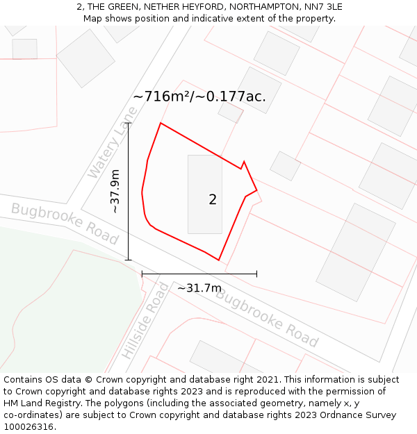2, THE GREEN, NETHER HEYFORD, NORTHAMPTON, NN7 3LE: Plot and title map
