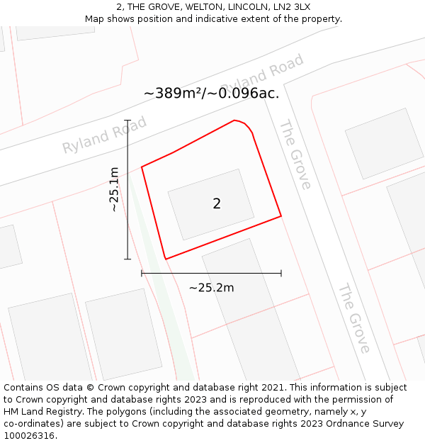 2, THE GROVE, WELTON, LINCOLN, LN2 3LX: Plot and title map