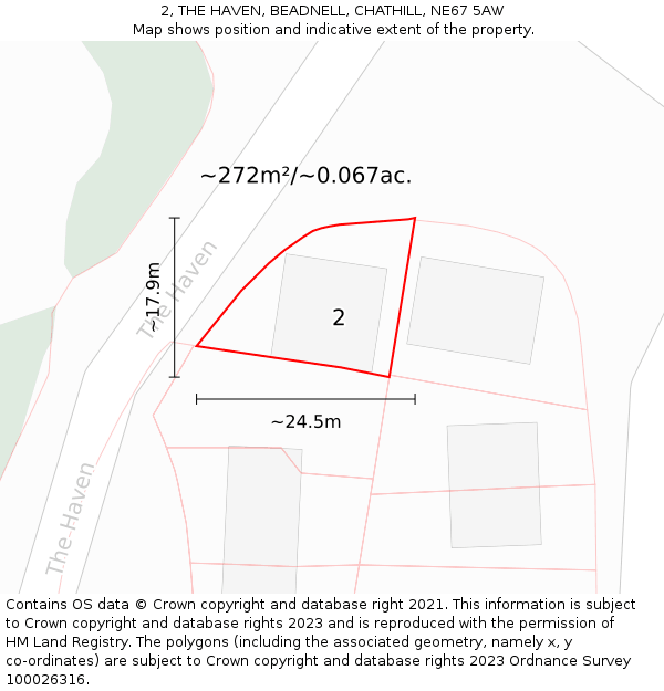 2, THE HAVEN, BEADNELL, CHATHILL, NE67 5AW: Plot and title map