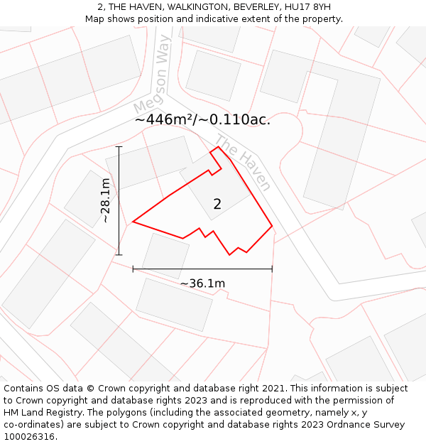 2, THE HAVEN, WALKINGTON, BEVERLEY, HU17 8YH: Plot and title map