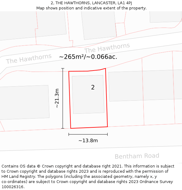 2, THE HAWTHORNS, LANCASTER, LA1 4PJ: Plot and title map