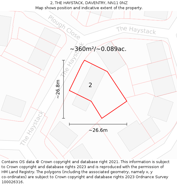 2, THE HAYSTACK, DAVENTRY, NN11 0NZ: Plot and title map
