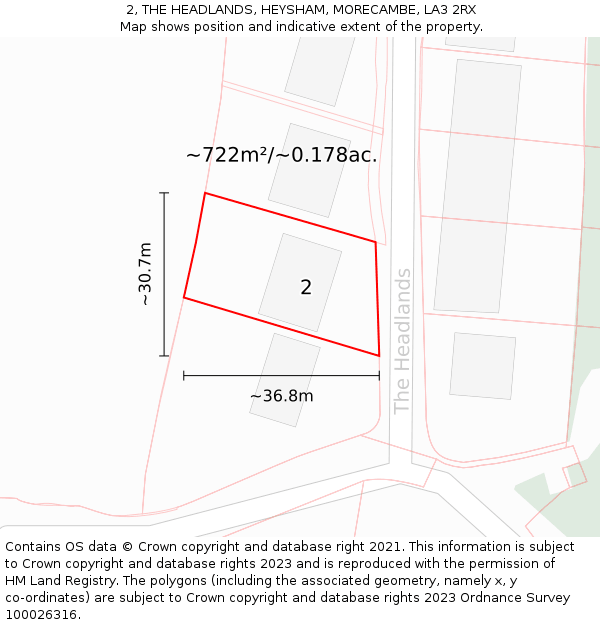 2, THE HEADLANDS, HEYSHAM, MORECAMBE, LA3 2RX: Plot and title map