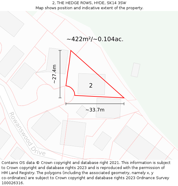 2, THE HEDGE ROWS, HYDE, SK14 3SW: Plot and title map