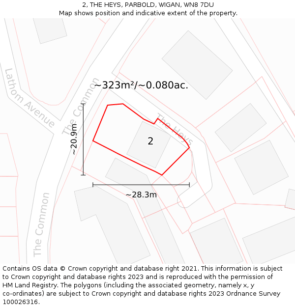 2, THE HEYS, PARBOLD, WIGAN, WN8 7DU: Plot and title map