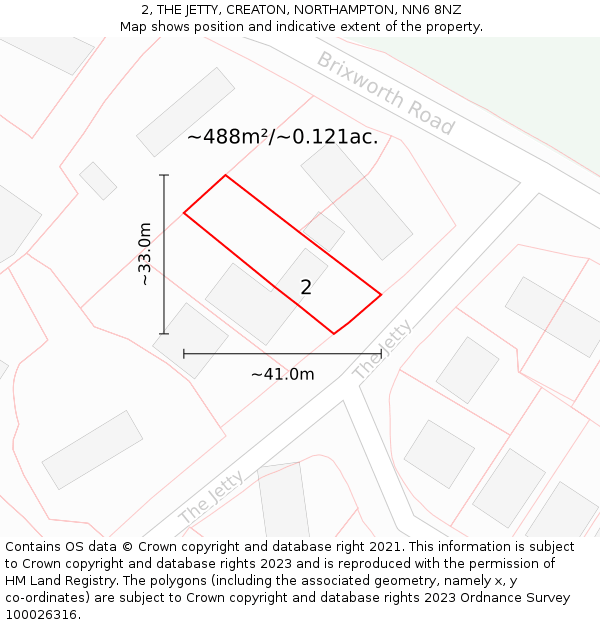 2, THE JETTY, CREATON, NORTHAMPTON, NN6 8NZ: Plot and title map