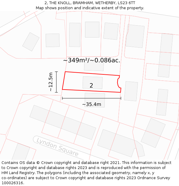2, THE KNOLL, BRAMHAM, WETHERBY, LS23 6TT: Plot and title map
