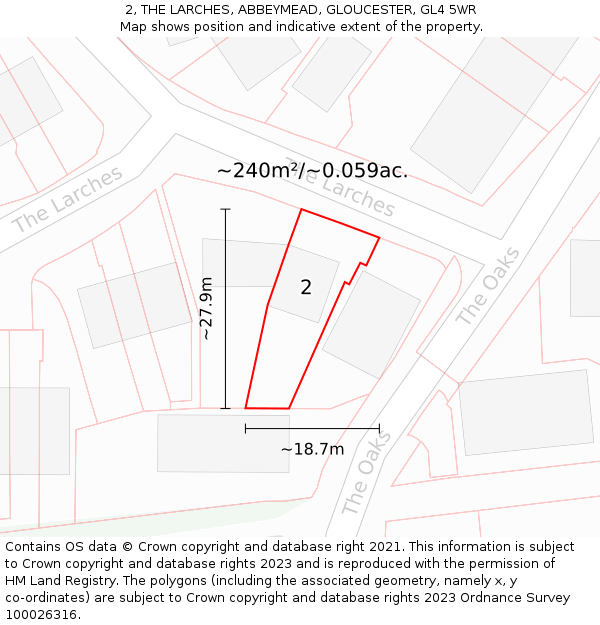 2, THE LARCHES, ABBEYMEAD, GLOUCESTER, GL4 5WR: Plot and title map