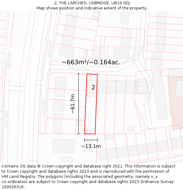 2, THE LARCHES, UXBRIDGE, UB10 0DJ: Plot and title map