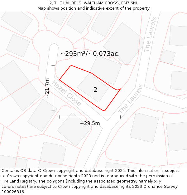 2, THE LAURELS, WALTHAM CROSS, EN7 6NL: Plot and title map
