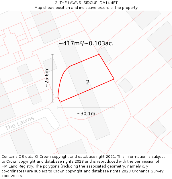 2, THE LAWNS, SIDCUP, DA14 4ET: Plot and title map