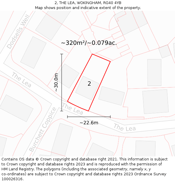2, THE LEA, WOKINGHAM, RG40 4YB: Plot and title map