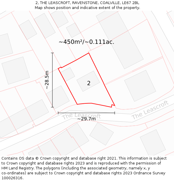 2, THE LEASCROFT, RAVENSTONE, COALVILLE, LE67 2BL: Plot and title map