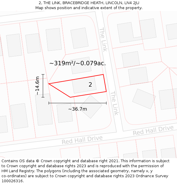 2, THE LINK, BRACEBRIDGE HEATH, LINCOLN, LN4 2JU: Plot and title map
