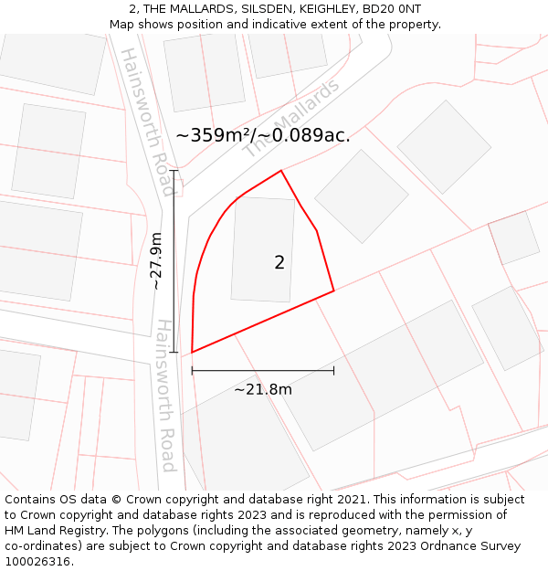 2, THE MALLARDS, SILSDEN, KEIGHLEY, BD20 0NT: Plot and title map