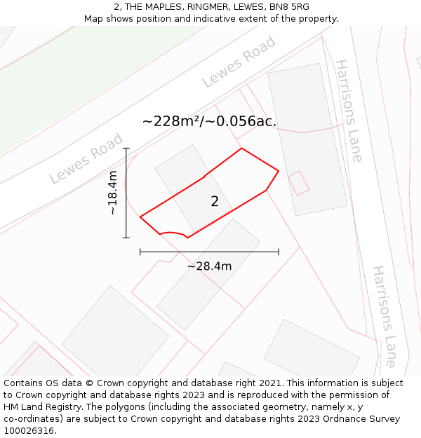 2, THE MAPLES, RINGMER, LEWES, BN8 5RG: Plot and title map