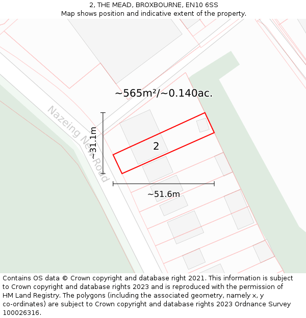 2, THE MEAD, BROXBOURNE, EN10 6SS: Plot and title map