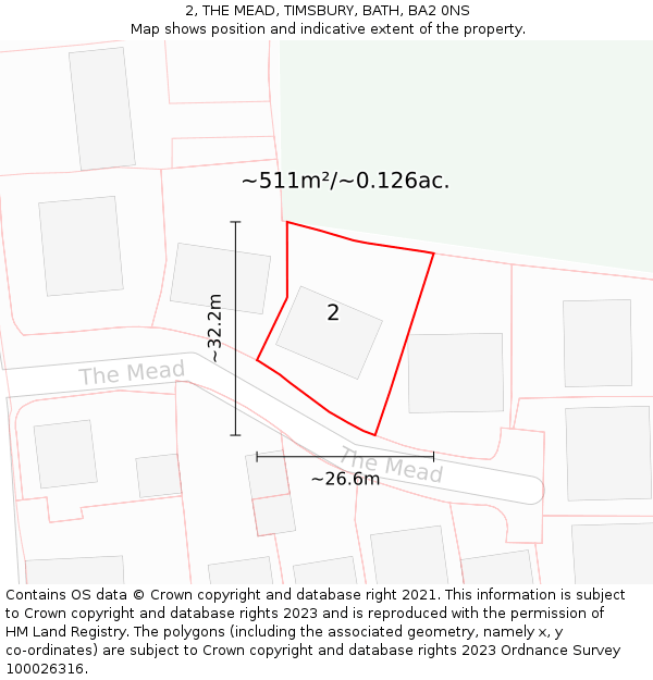 2, THE MEAD, TIMSBURY, BATH, BA2 0NS: Plot and title map