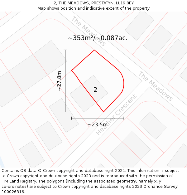 2, THE MEADOWS, PRESTATYN, LL19 8EY: Plot and title map