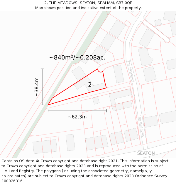 2, THE MEADOWS, SEATON, SEAHAM, SR7 0QB: Plot and title map
