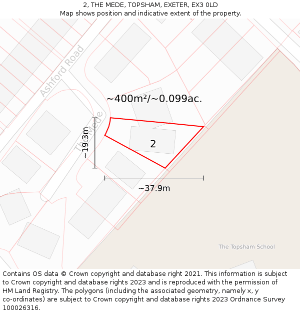 2, THE MEDE, TOPSHAM, EXETER, EX3 0LD: Plot and title map