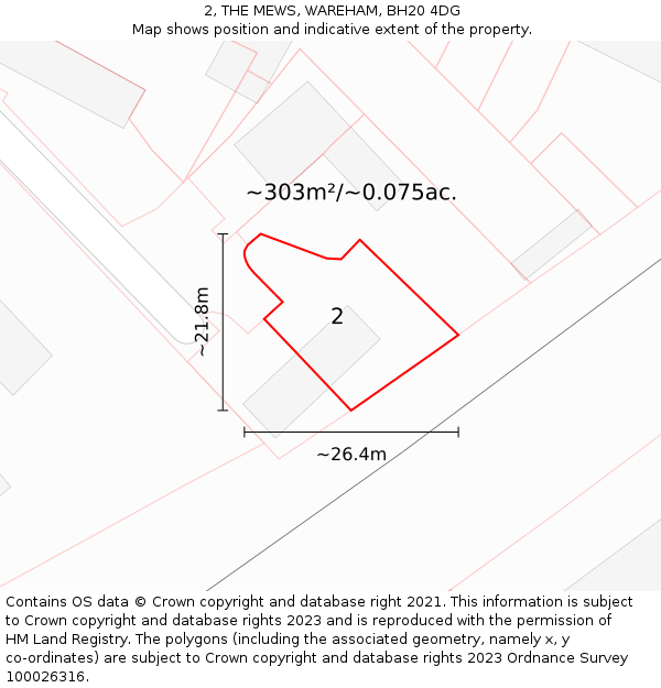 2, THE MEWS, WAREHAM, BH20 4DG: Plot and title map