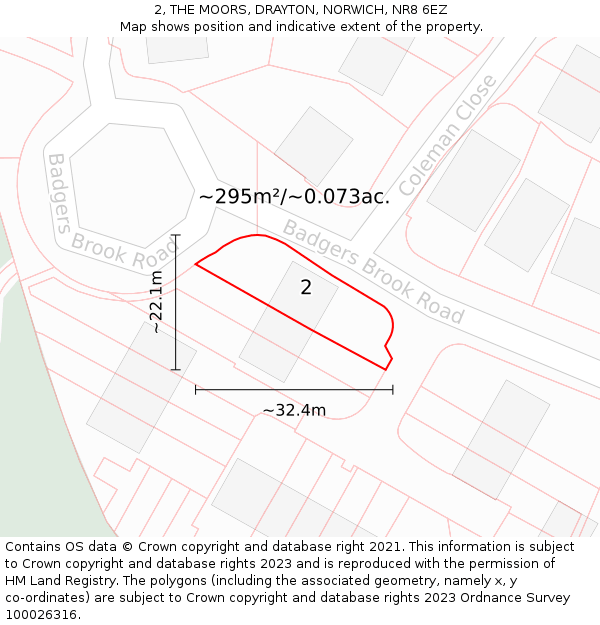 2, THE MOORS, DRAYTON, NORWICH, NR8 6EZ: Plot and title map