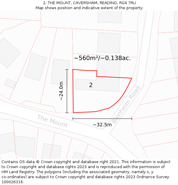 2, THE MOUNT, CAVERSHAM, READING, RG4 7RU: Plot and title map
