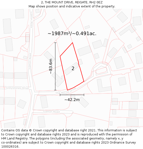 2, THE MOUNT DRIVE, REIGATE, RH2 0EZ: Plot and title map