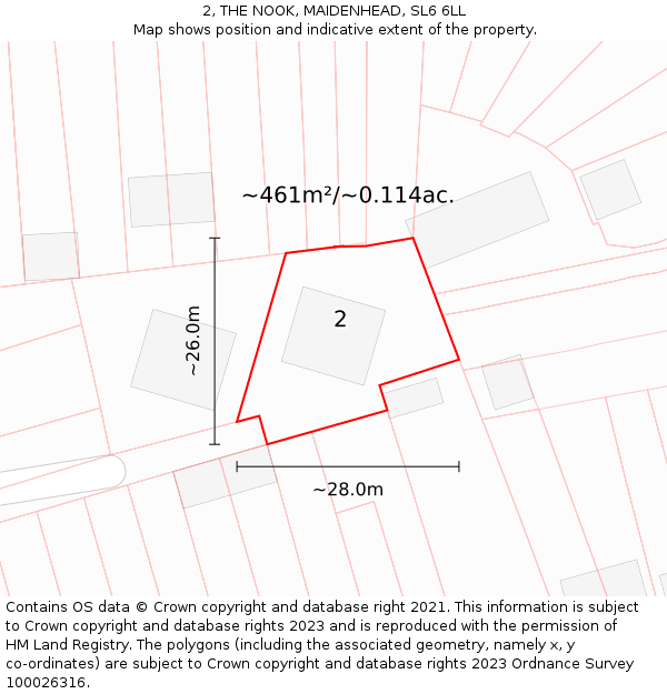 2, THE NOOK, MAIDENHEAD, SL6 6LL: Plot and title map