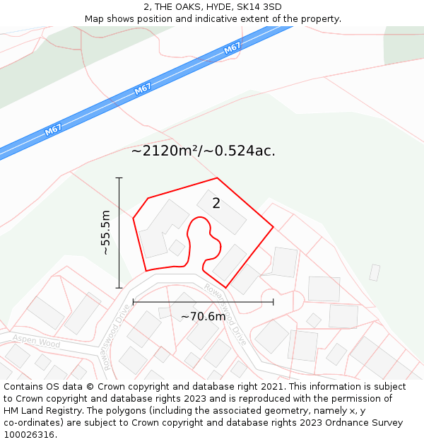 2, THE OAKS, HYDE, SK14 3SD: Plot and title map