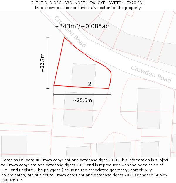 2, THE OLD ORCHARD, NORTHLEW, OKEHAMPTON, EX20 3NH: Plot and title map