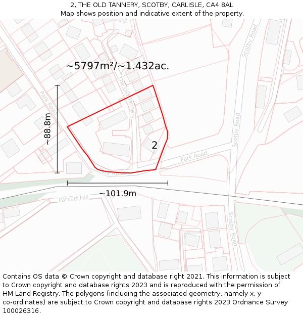 2, THE OLD TANNERY, SCOTBY, CARLISLE, CA4 8AL: Plot and title map