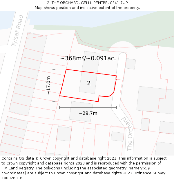 2, THE ORCHARD, GELLI, PENTRE, CF41 7UP: Plot and title map