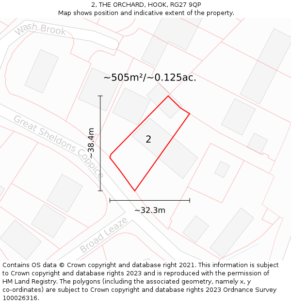2, THE ORCHARD, HOOK, RG27 9QP: Plot and title map
