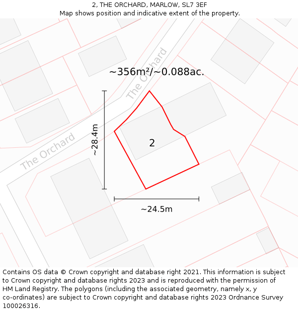 2, THE ORCHARD, MARLOW, SL7 3EF: Plot and title map