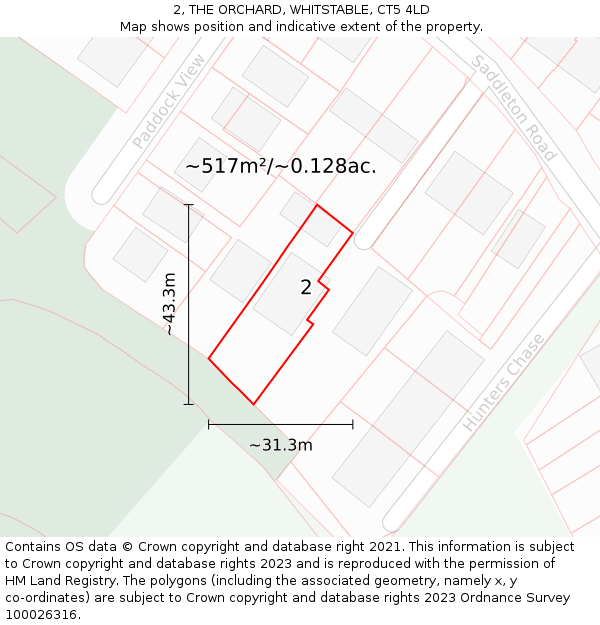 2, THE ORCHARD, WHITSTABLE, CT5 4LD: Plot and title map