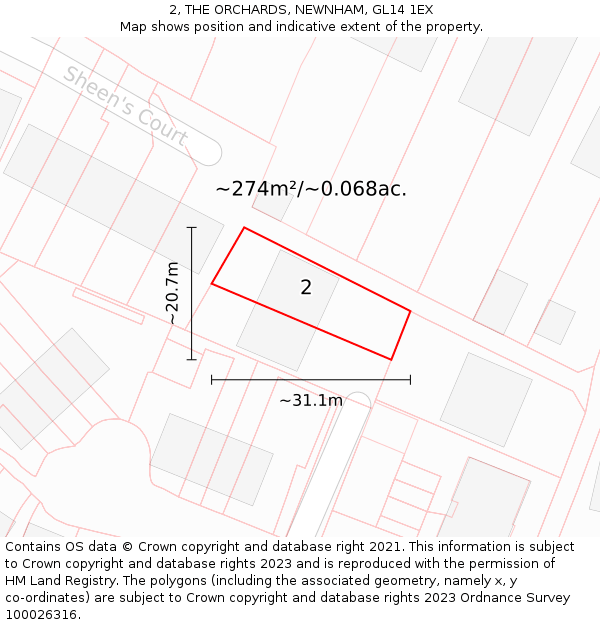 2, THE ORCHARDS, NEWNHAM, GL14 1EX: Plot and title map