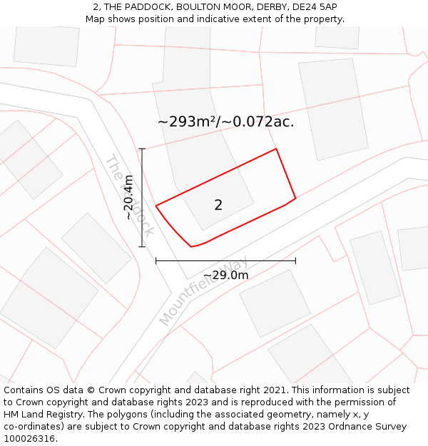 2, THE PADDOCK, BOULTON MOOR, DERBY, DE24 5AP: Plot and title map