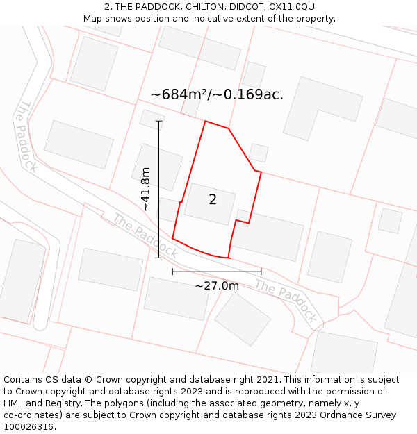 2, THE PADDOCK, CHILTON, DIDCOT, OX11 0QU: Plot and title map