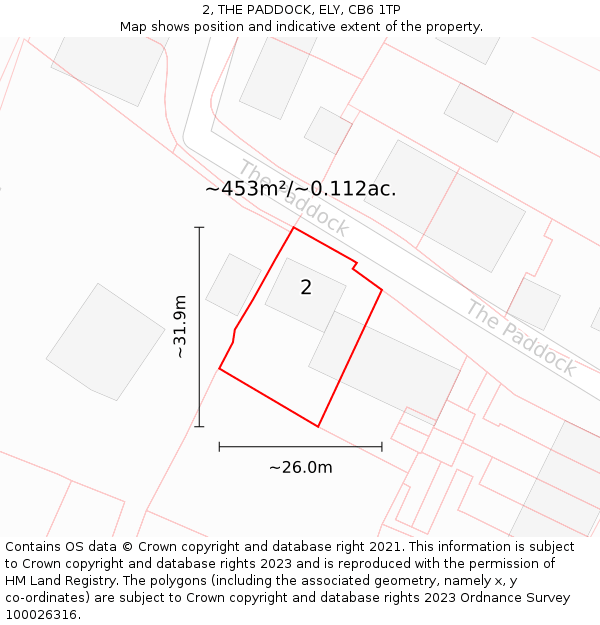2, THE PADDOCK, ELY, CB6 1TP: Plot and title map
