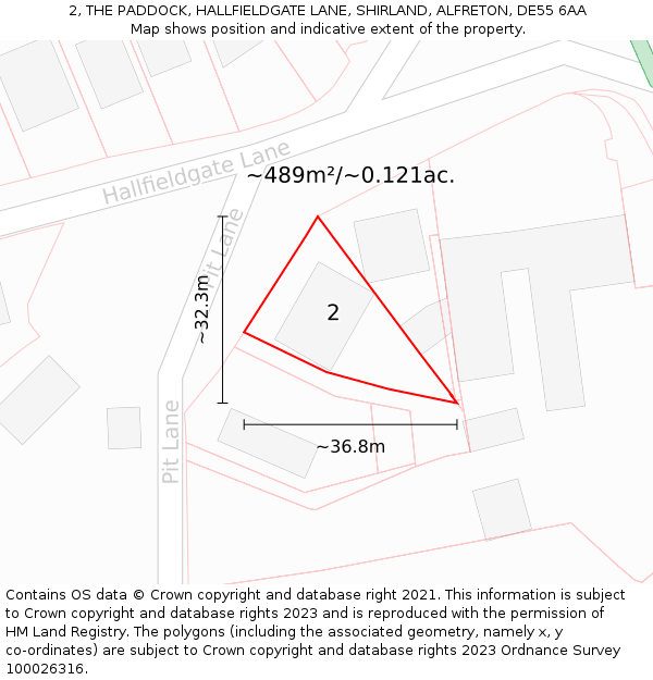 2, THE PADDOCK, HALLFIELDGATE LANE, SHIRLAND, ALFRETON, DE55 6AA: Plot and title map
