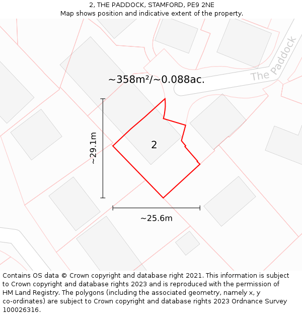 2, THE PADDOCK, STAMFORD, PE9 2NE: Plot and title map