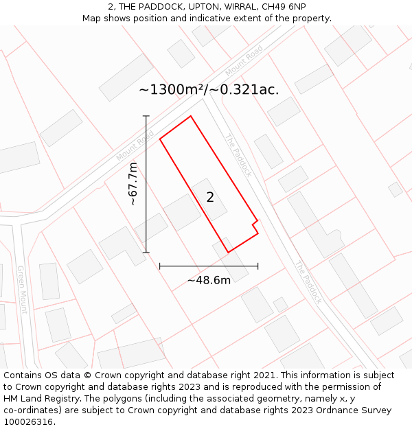 2, THE PADDOCK, UPTON, WIRRAL, CH49 6NP: Plot and title map
