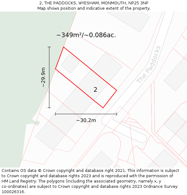2, THE PADDOCKS, WYESHAM, MONMOUTH, NP25 3NP: Plot and title map