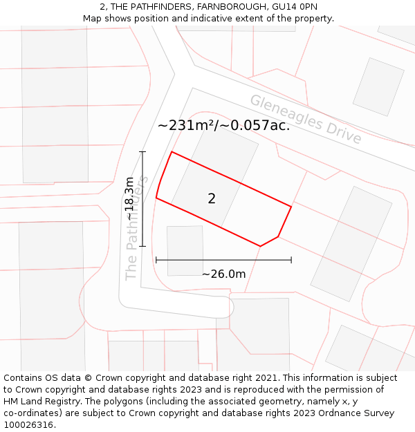 2, THE PATHFINDERS, FARNBOROUGH, GU14 0PN: Plot and title map
