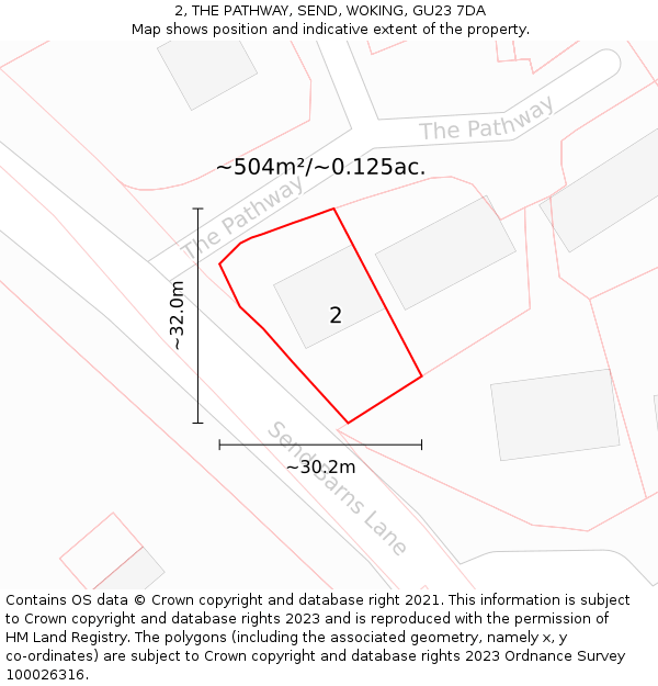 2, THE PATHWAY, SEND, WOKING, GU23 7DA: Plot and title map