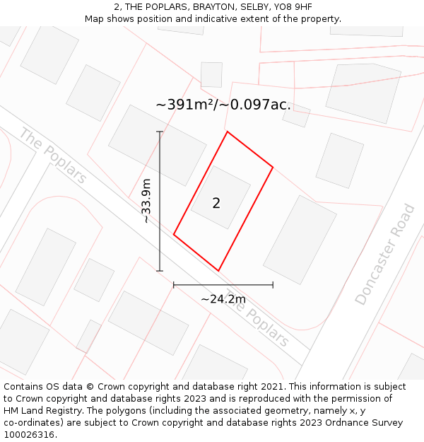 2, THE POPLARS, BRAYTON, SELBY, YO8 9HF: Plot and title map