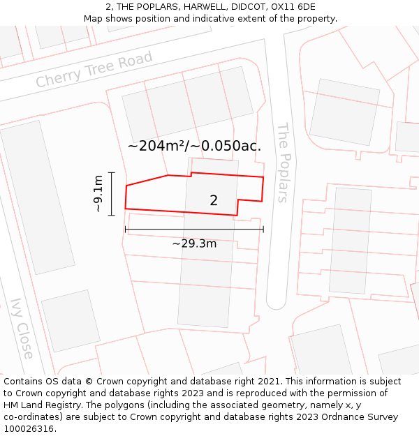 2, THE POPLARS, HARWELL, DIDCOT, OX11 6DE: Plot and title map