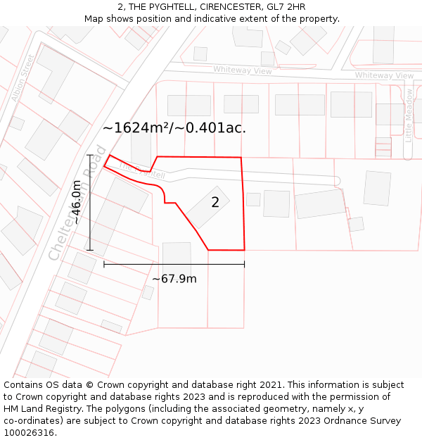 2, THE PYGHTELL, CIRENCESTER, GL7 2HR: Plot and title map